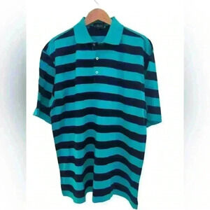 Nick Price Men’s  Teal and Black Striped Golf Polo Size Large